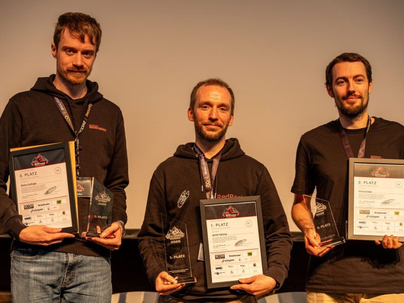 Siegerehrung Deutschlands Bester Hacker 2026 – Jannik Hartung, Michael Baer und Micha Horlboge